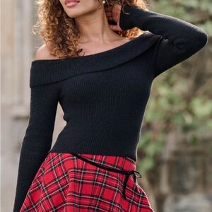 Altar'd State Black Off-Shoulder Sweater